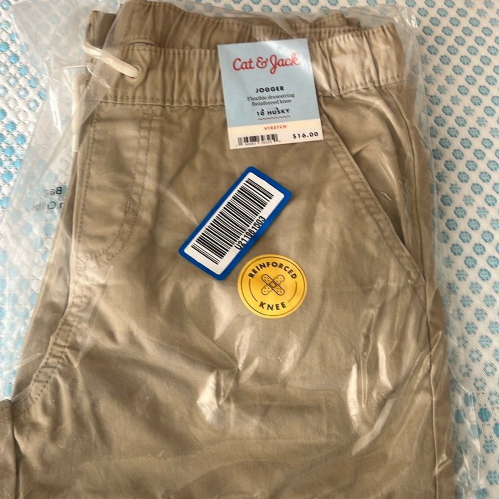 Cat & Jack jogger khaki pants. 10 husky. New